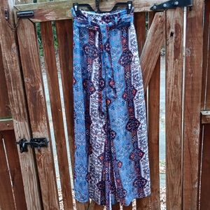 Bohemian Wide-Leg Pants with Drawstring